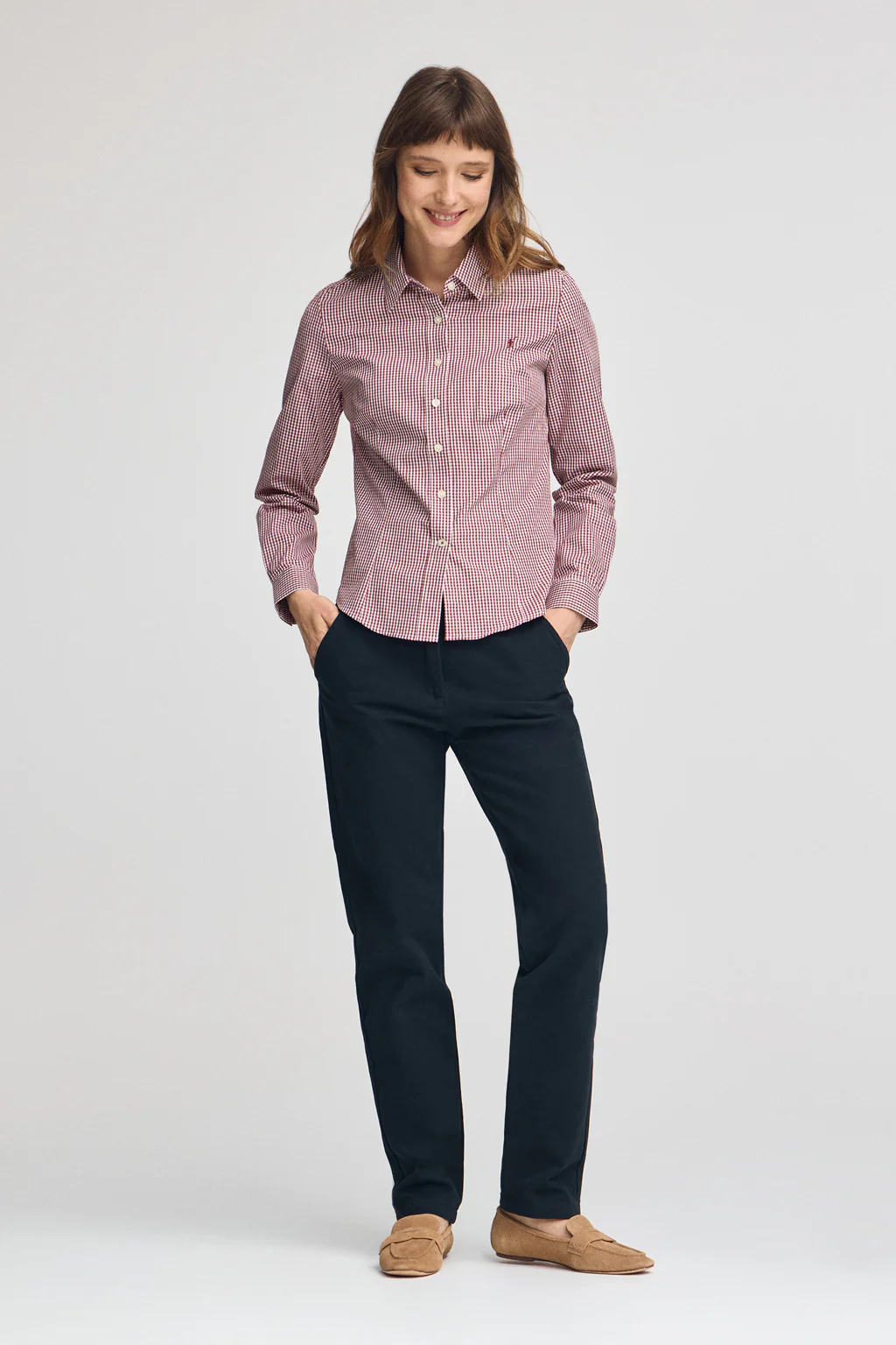 Burgundy shirt with Vichy checks and Polo Club logo - Image 3