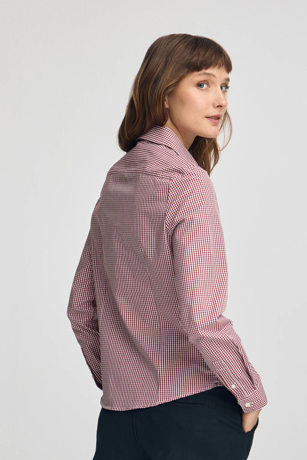 Burgundy shirt with Vichy checks and Polo Club logo - Image 4