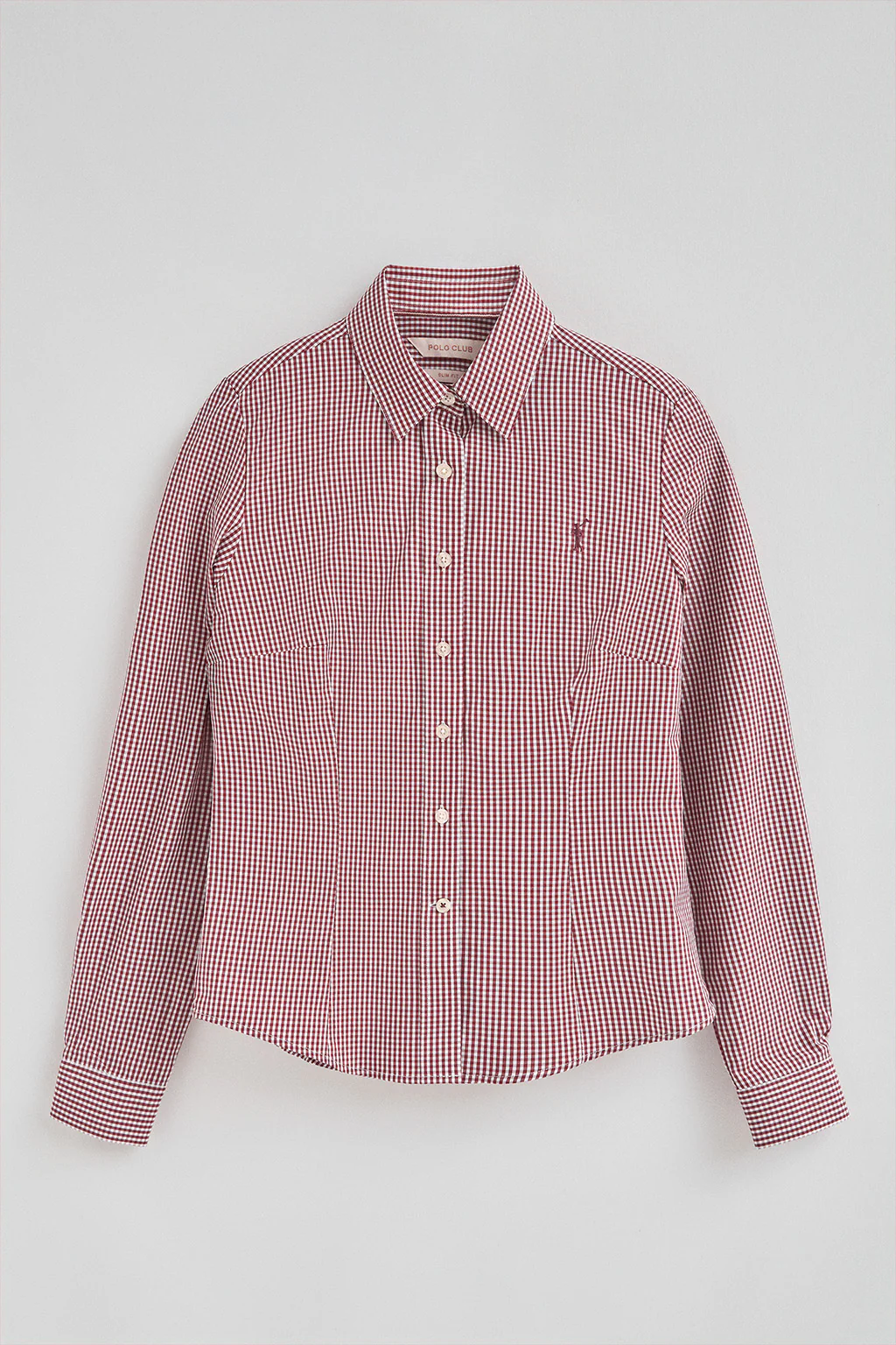Burgundy shirt with Vichy checks and Polo Club logo - Image 5
