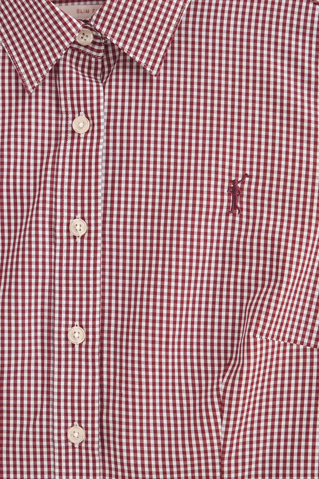 Burgundy shirt with Vichy checks and Polo Club logo - Image 6