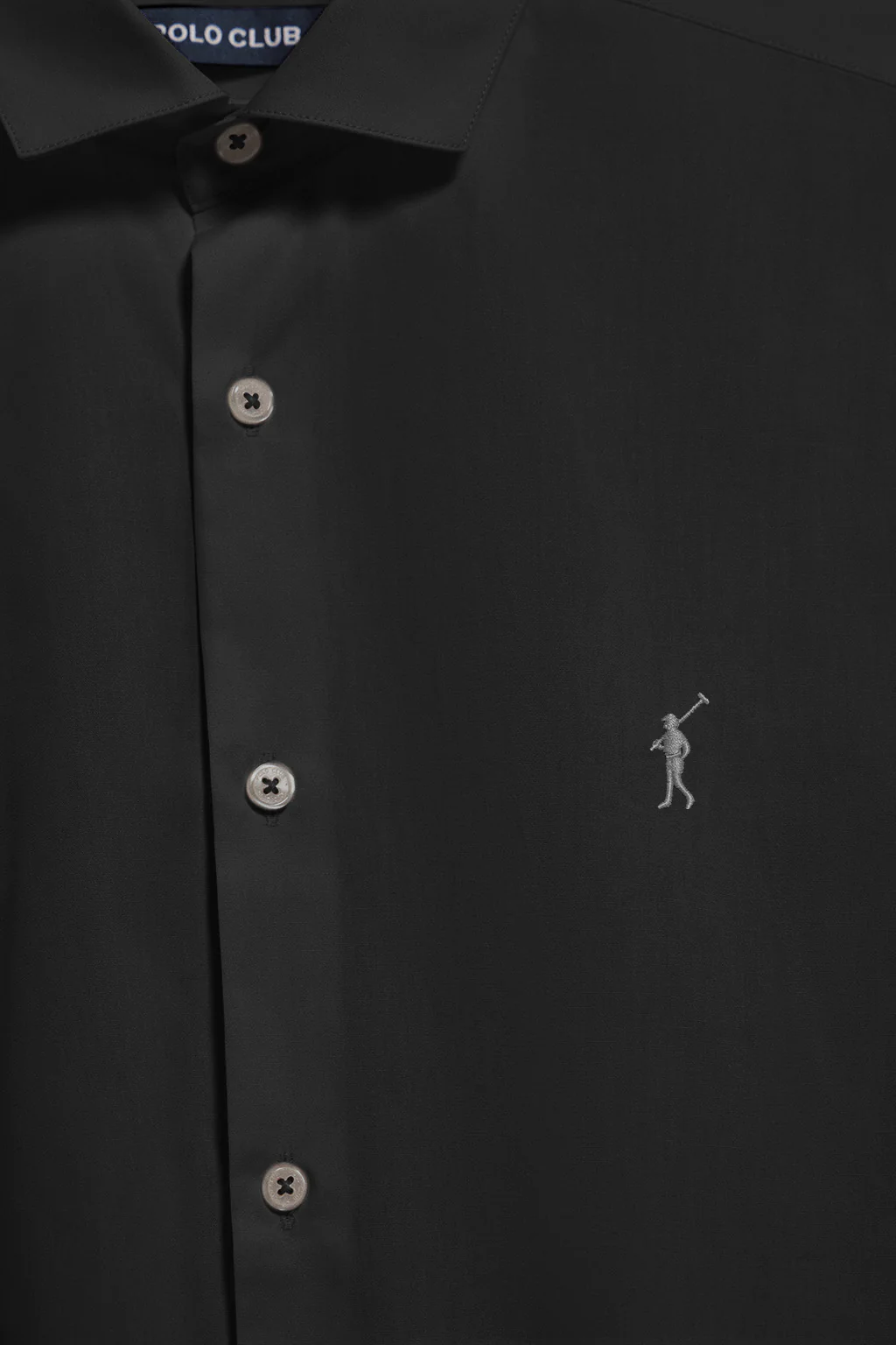 Black slim-fit poplin shirt with Rigby Go embroidered logo - Image 7