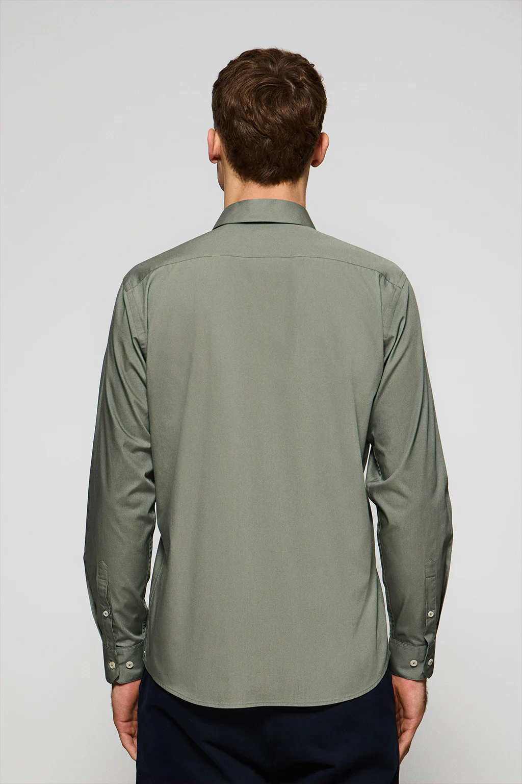 Khaki slim-fit poplin shirt with Rigby Go embroidered logo - Image 2