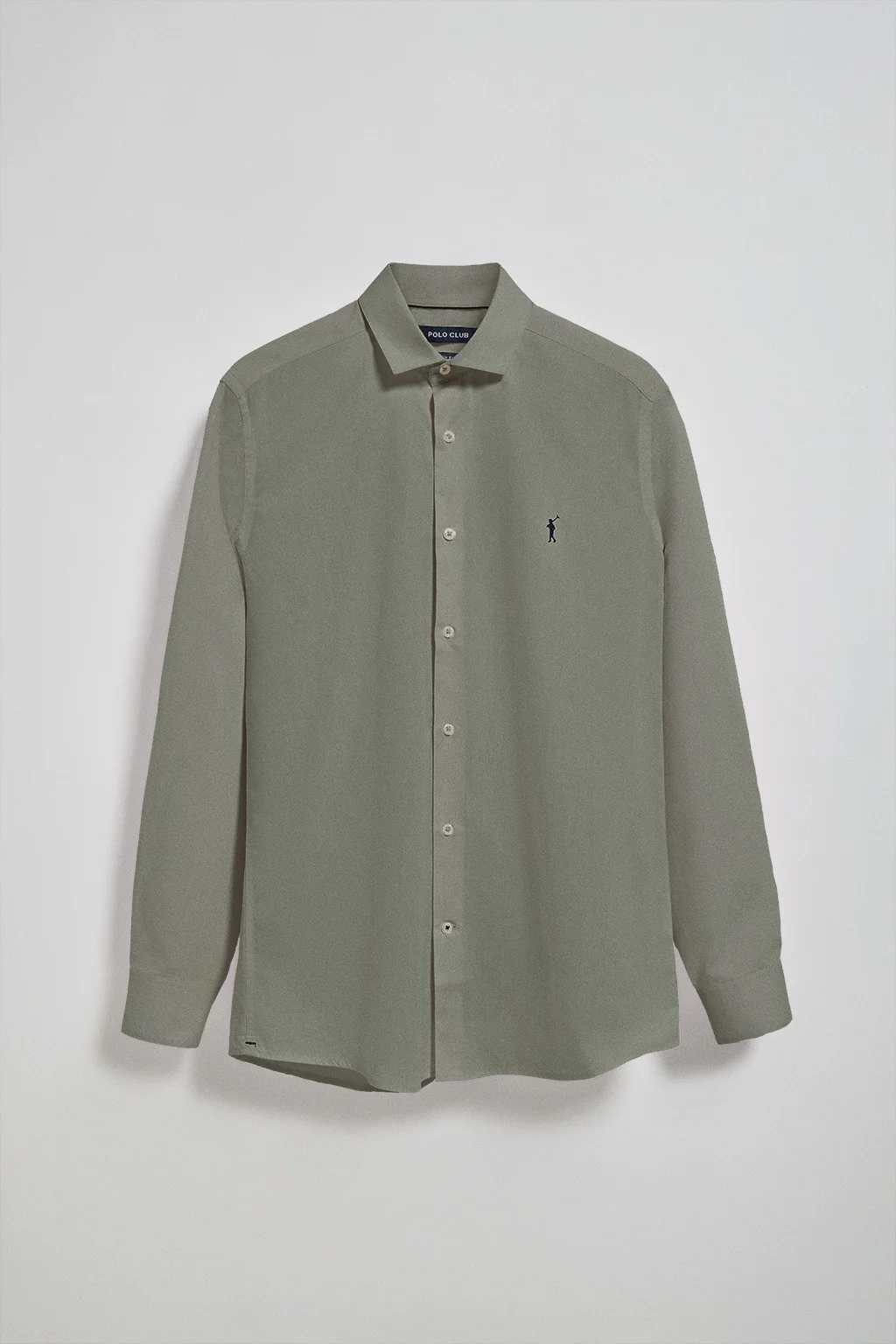 Khaki slim-fit poplin shirt with Rigby Go embroidered logo - Image 5