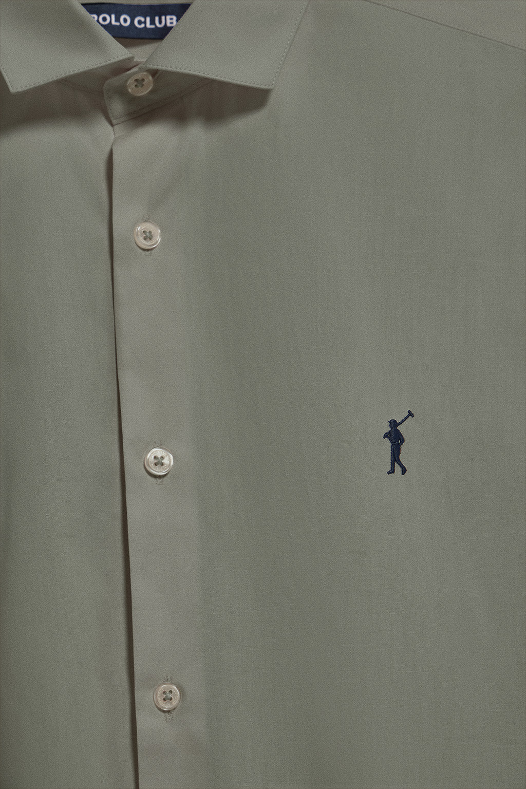 Khaki slim-fit poplin shirt with Rigby Go embroidered logo - Image 7