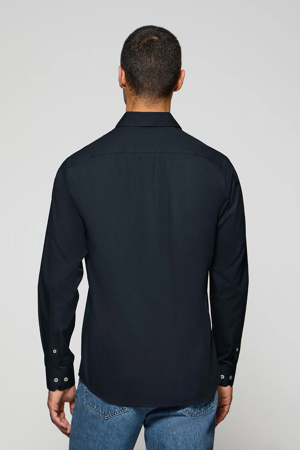 Navy-blue slim-fit poplin shirt with Rigby Go embroidered logo - Image 5
