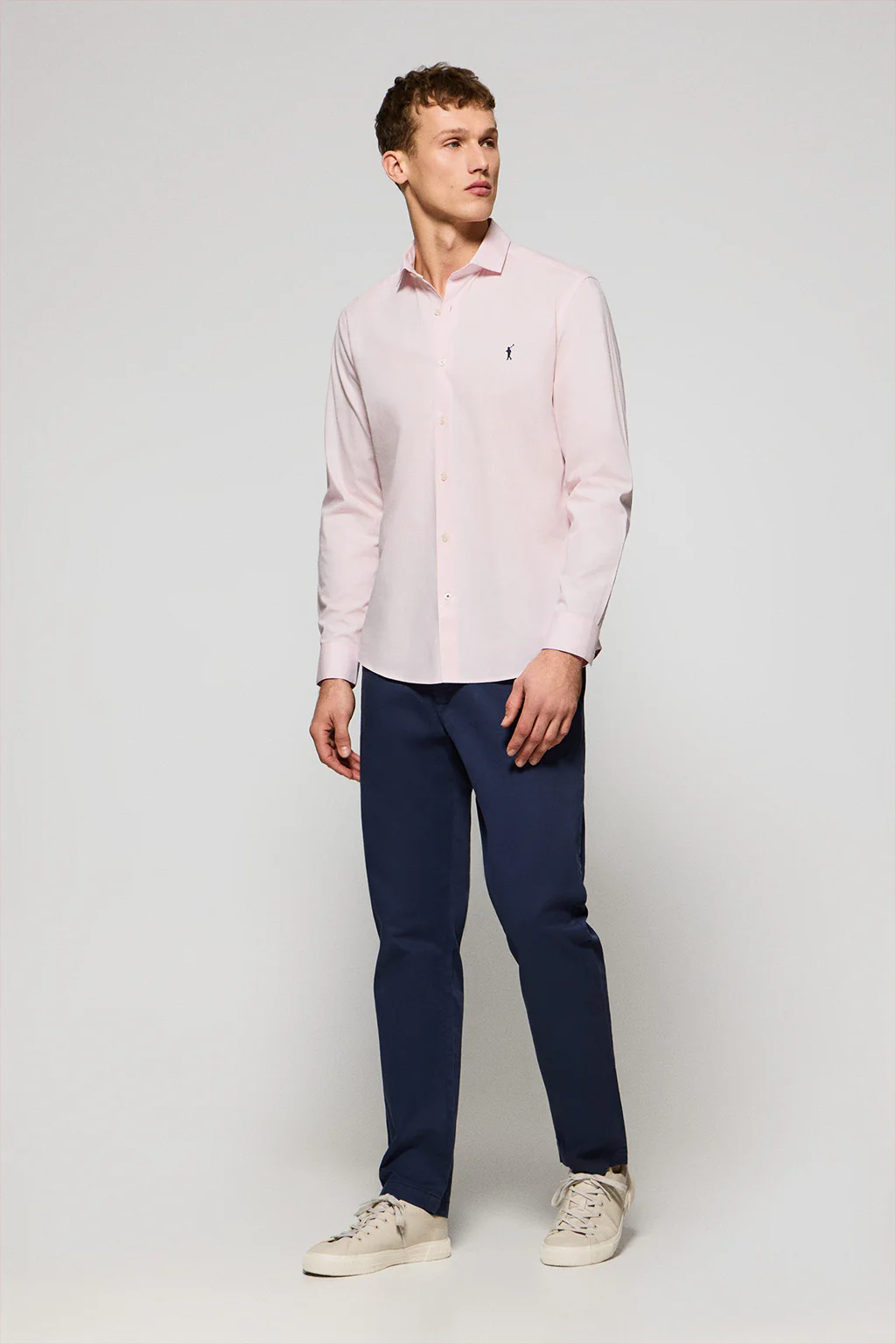 Pink slim-fit poplin shirt with Rigby Go embroidered logo - Image 4