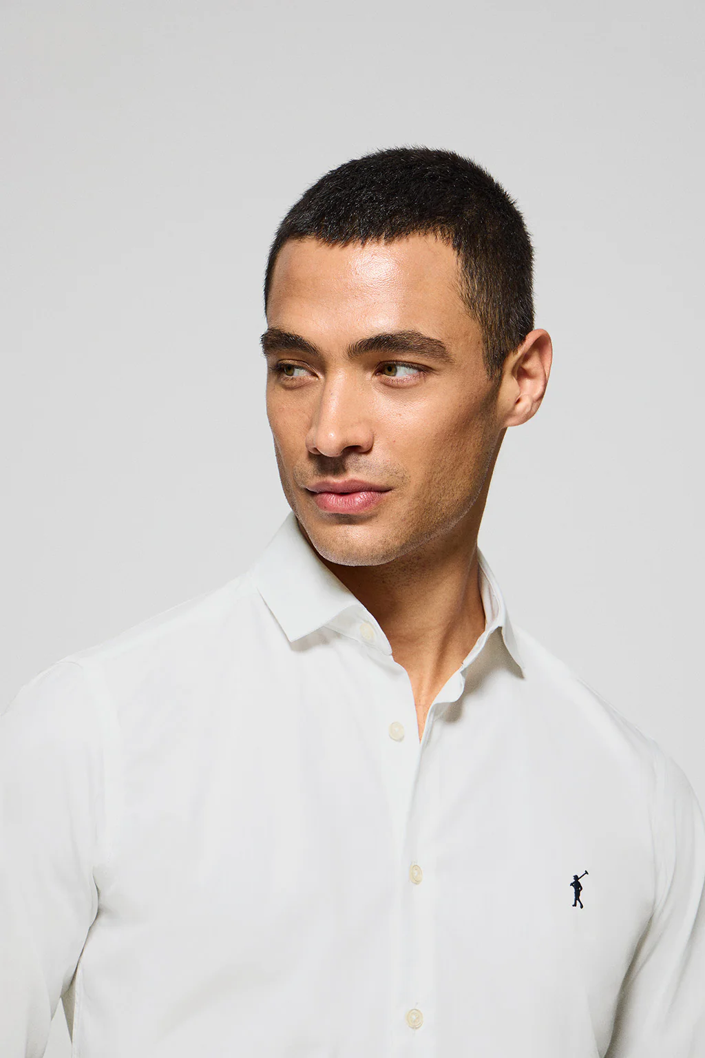 White slim-fit poplin shirt with Rigby Go embroidered logo - Image 3