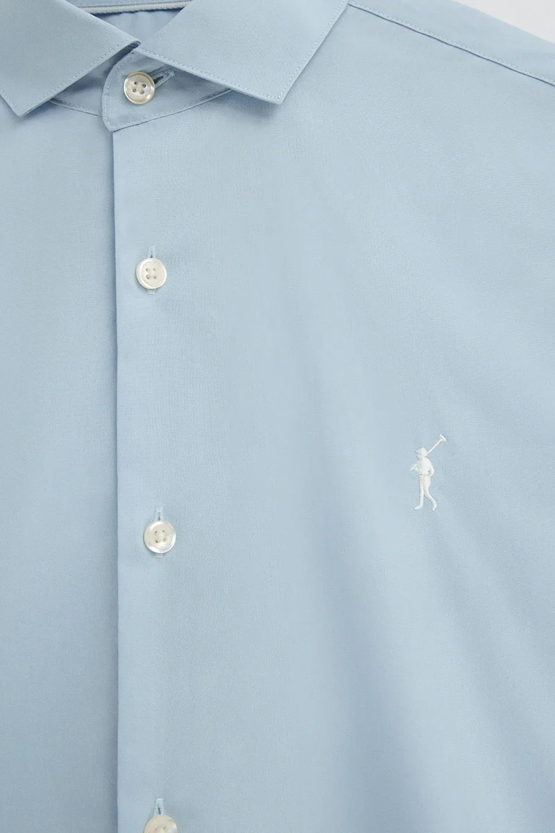 Light-blue shirt with slim fit and Rigby Go logo - Image 6
