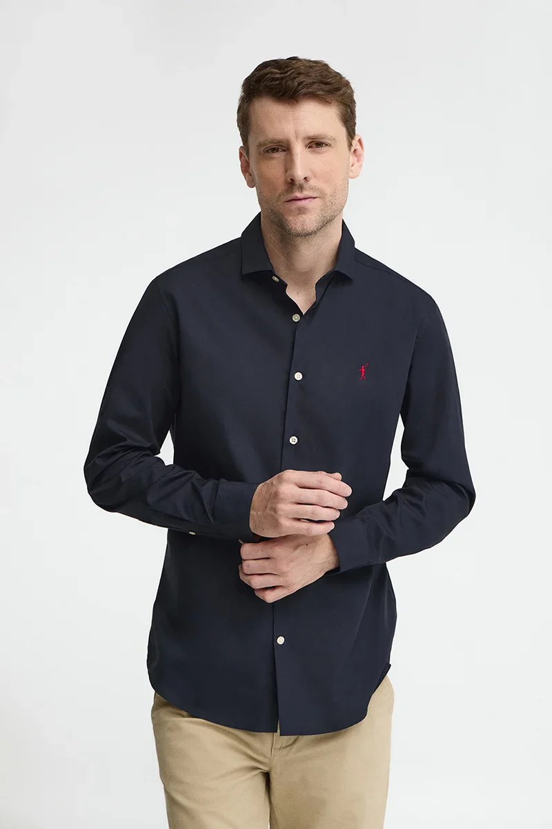 Navy-blue shirt with slim fit and Rigby Go logo - Image 3