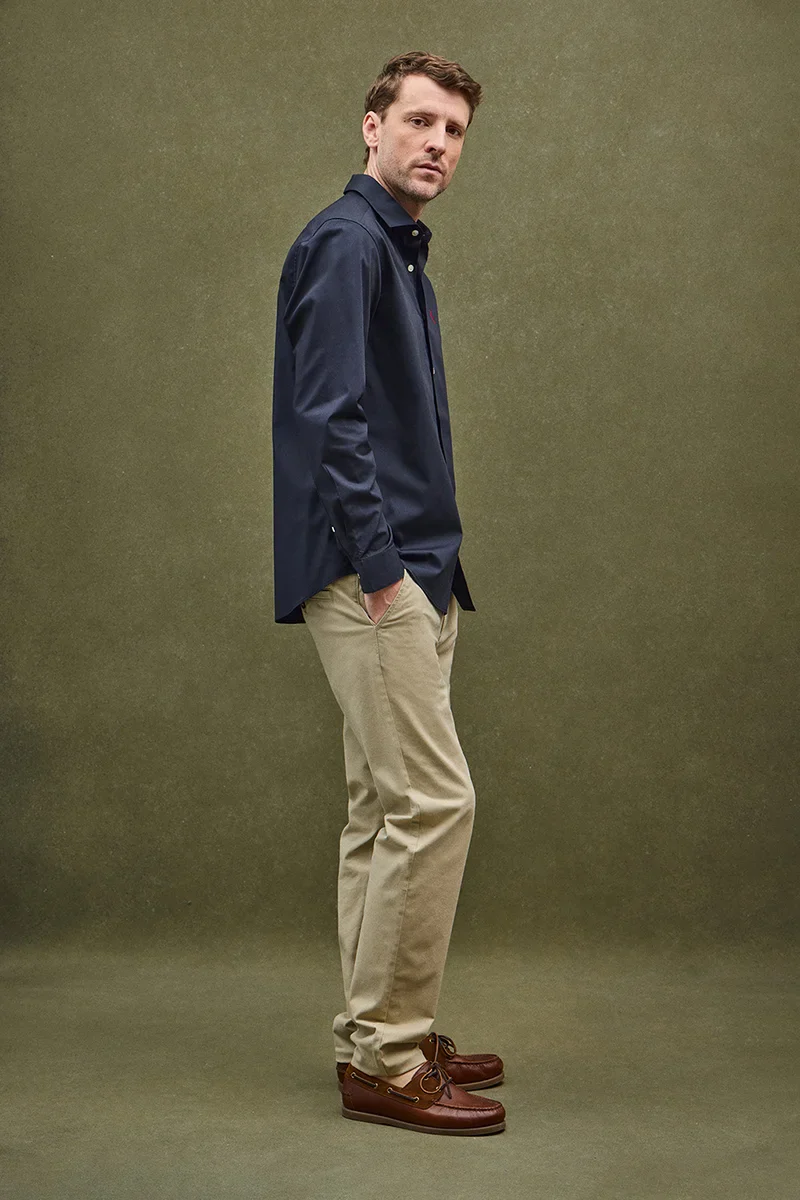 Navy-blue shirt with slim fit and Rigby Go logo - Image 4