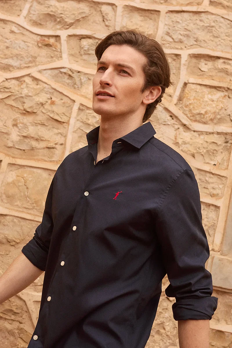 Navy-blue shirt with slim fit and Rigby Go logo - Image 6