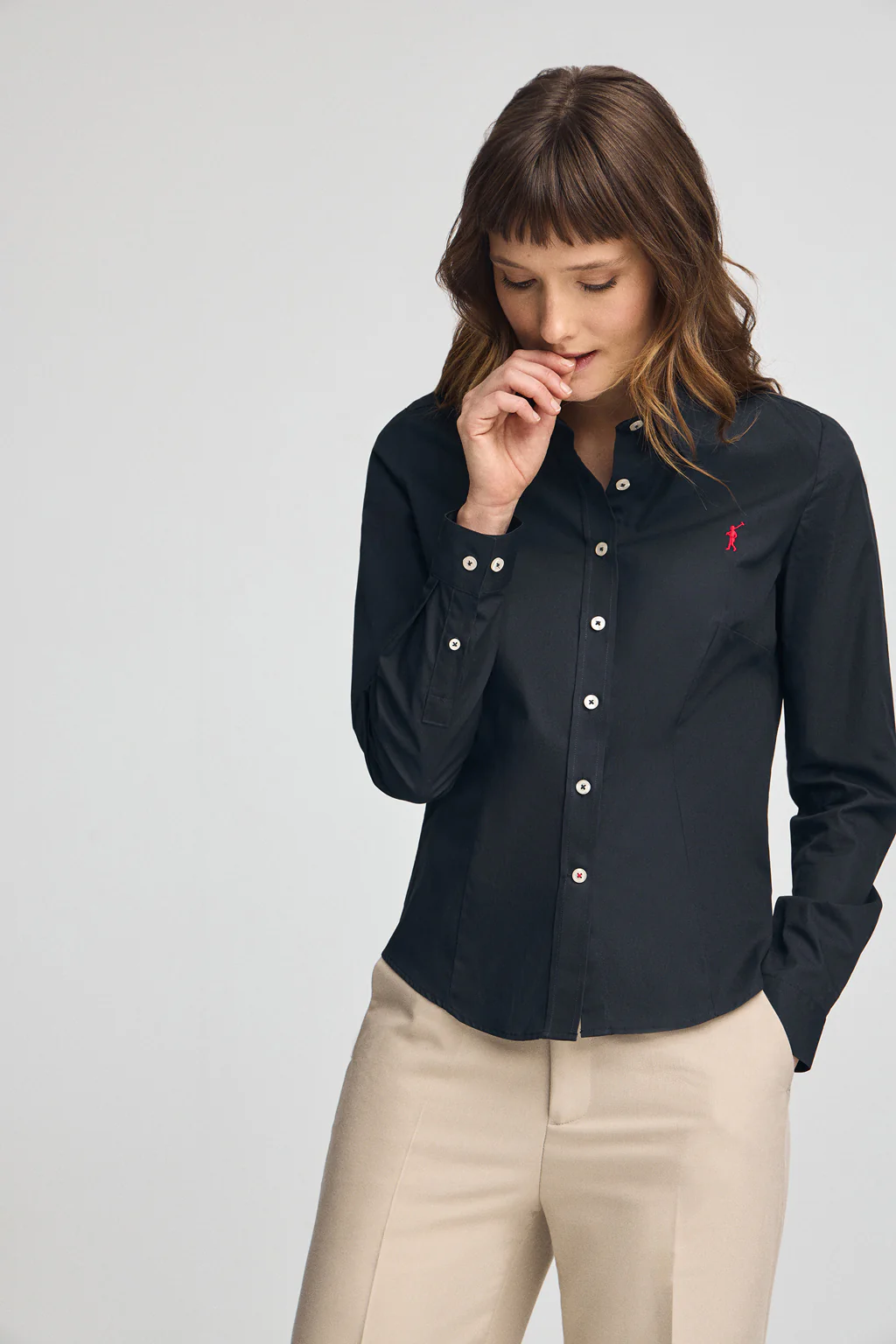 Navy-blue shirt with slim fit and Rigby Go logo