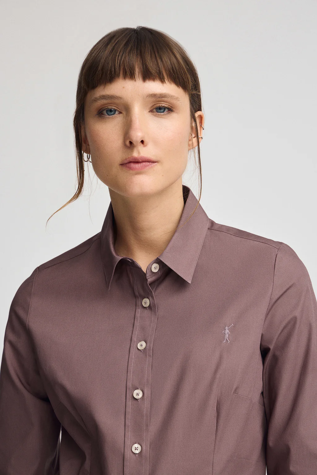Taupe-pink shirt with slim fit and Rigby Go logo