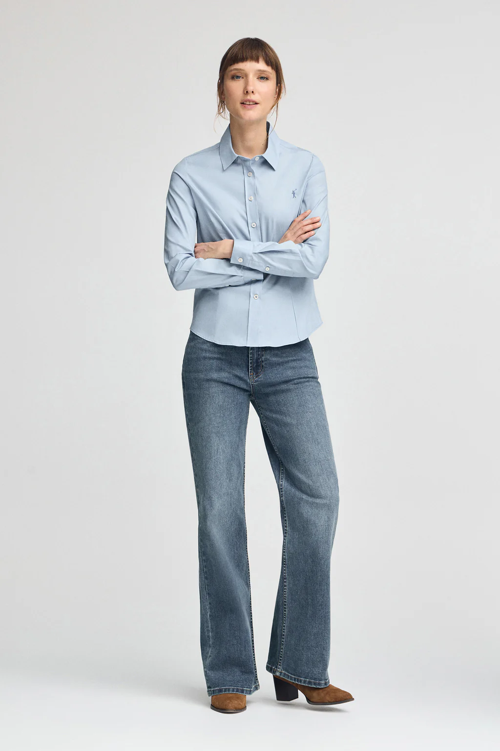 Sky-blue shirt with slim fit and Rigby Go logo - Image 3