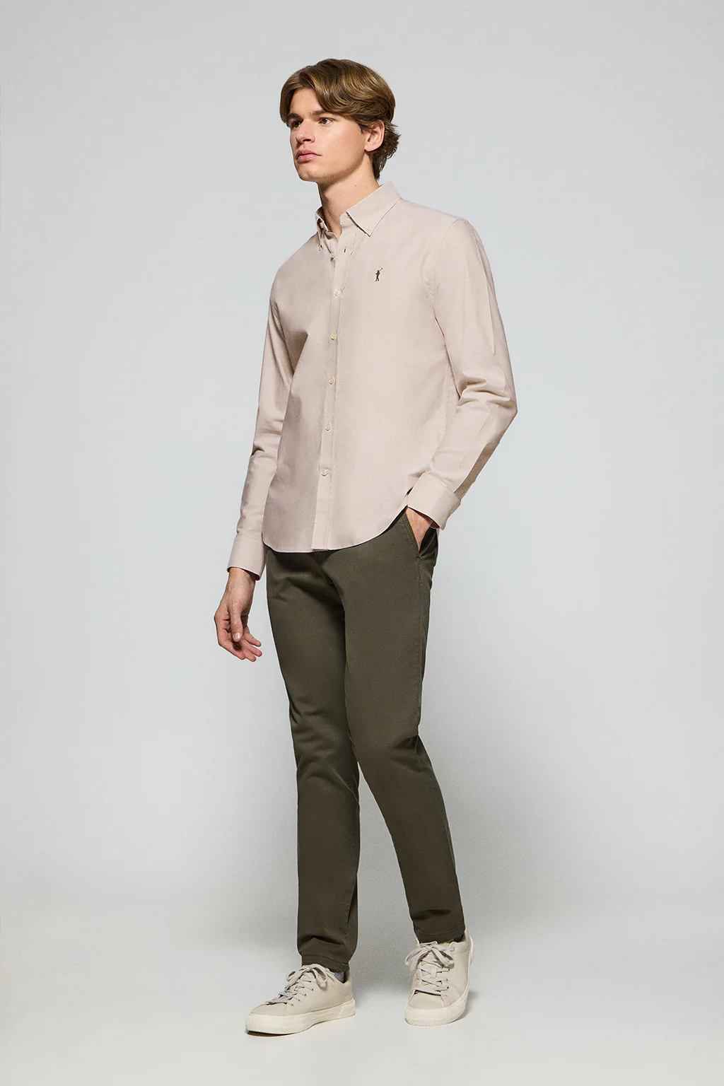 Brown Oxford shirt with Rigby Go embroidered logo - Image 4