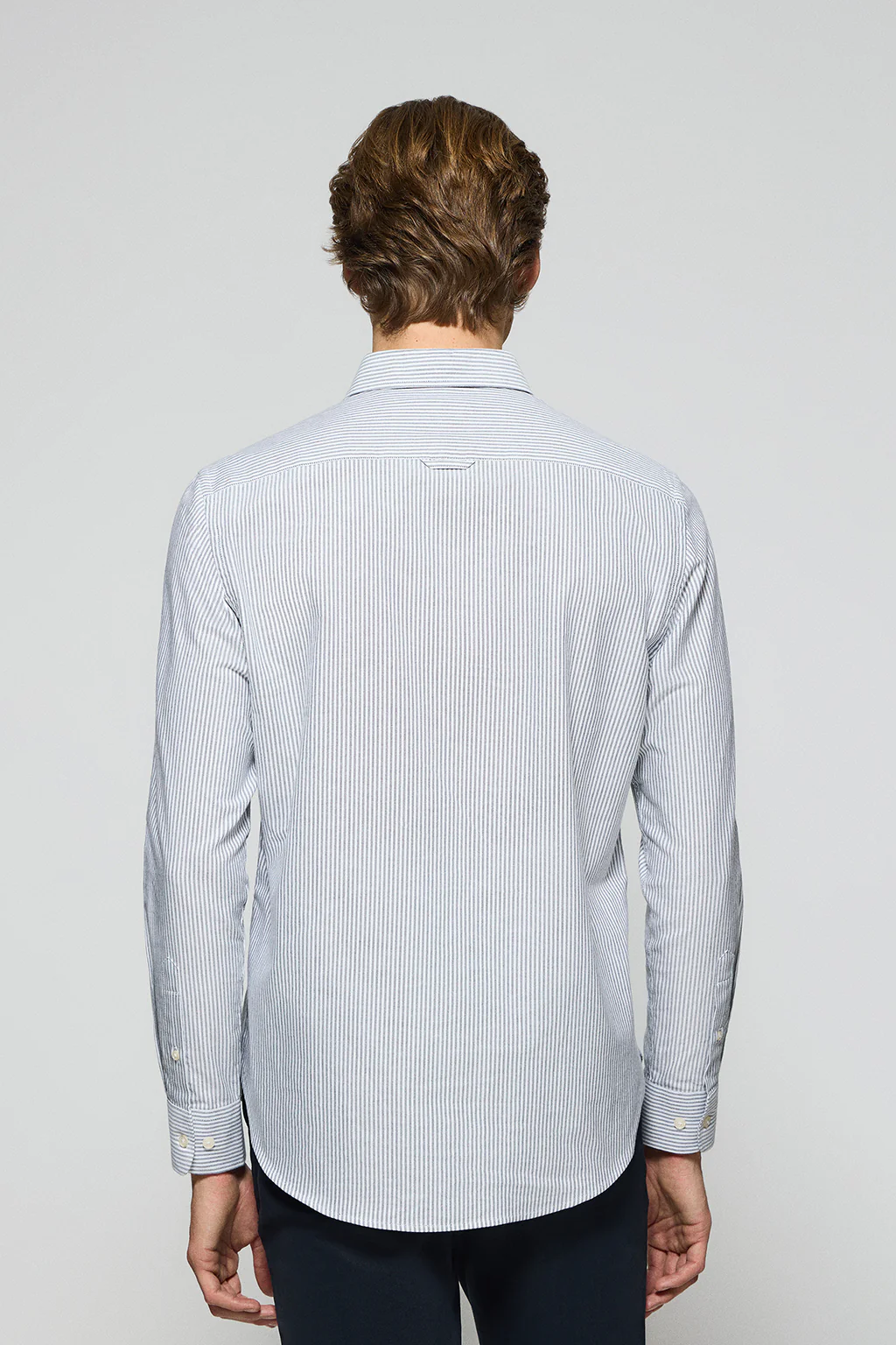 Blue striped Oxford shirt with Rigby Go embroidered logo - Image 2