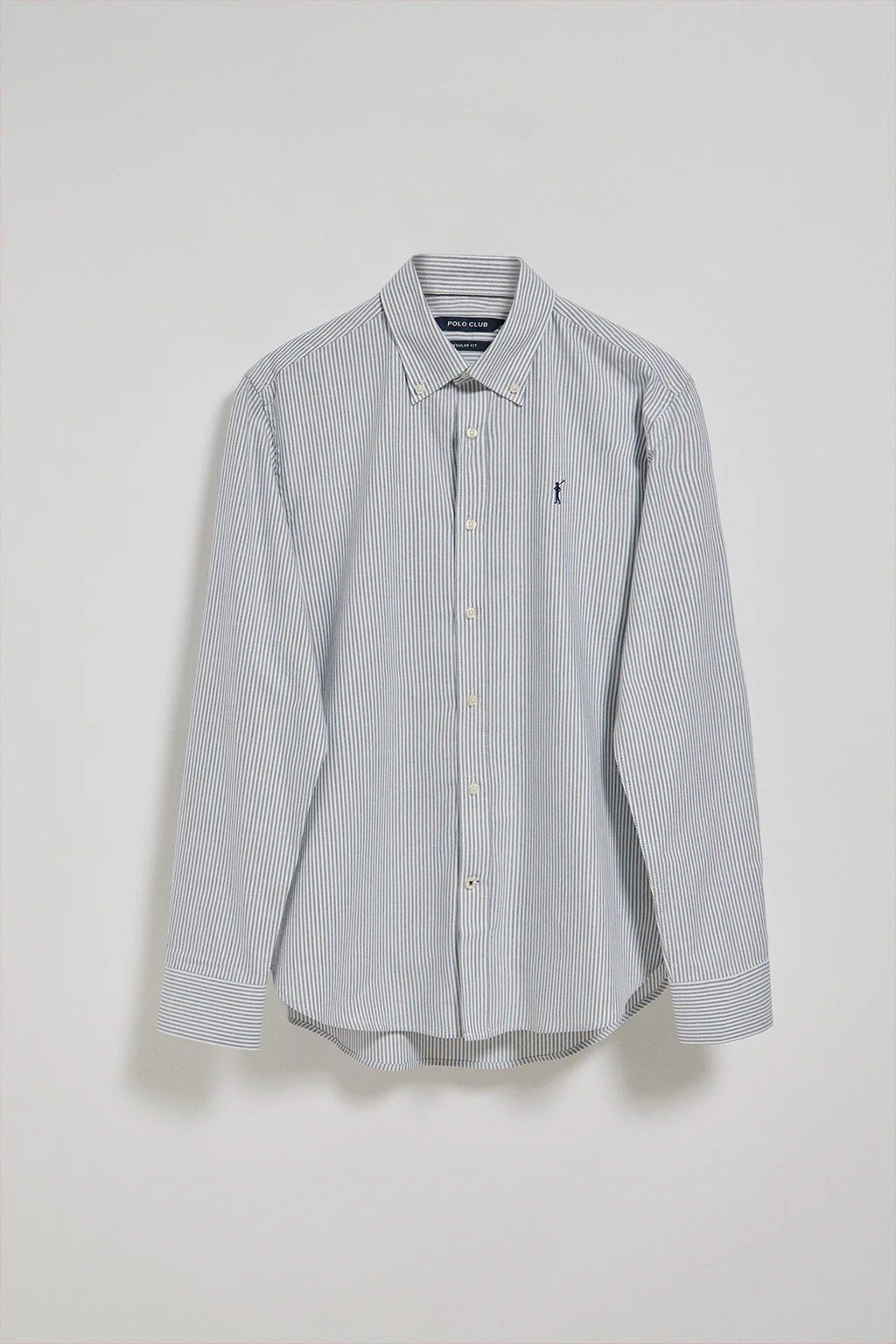 Blue striped Oxford shirt with Rigby Go embroidered logo - Image 5