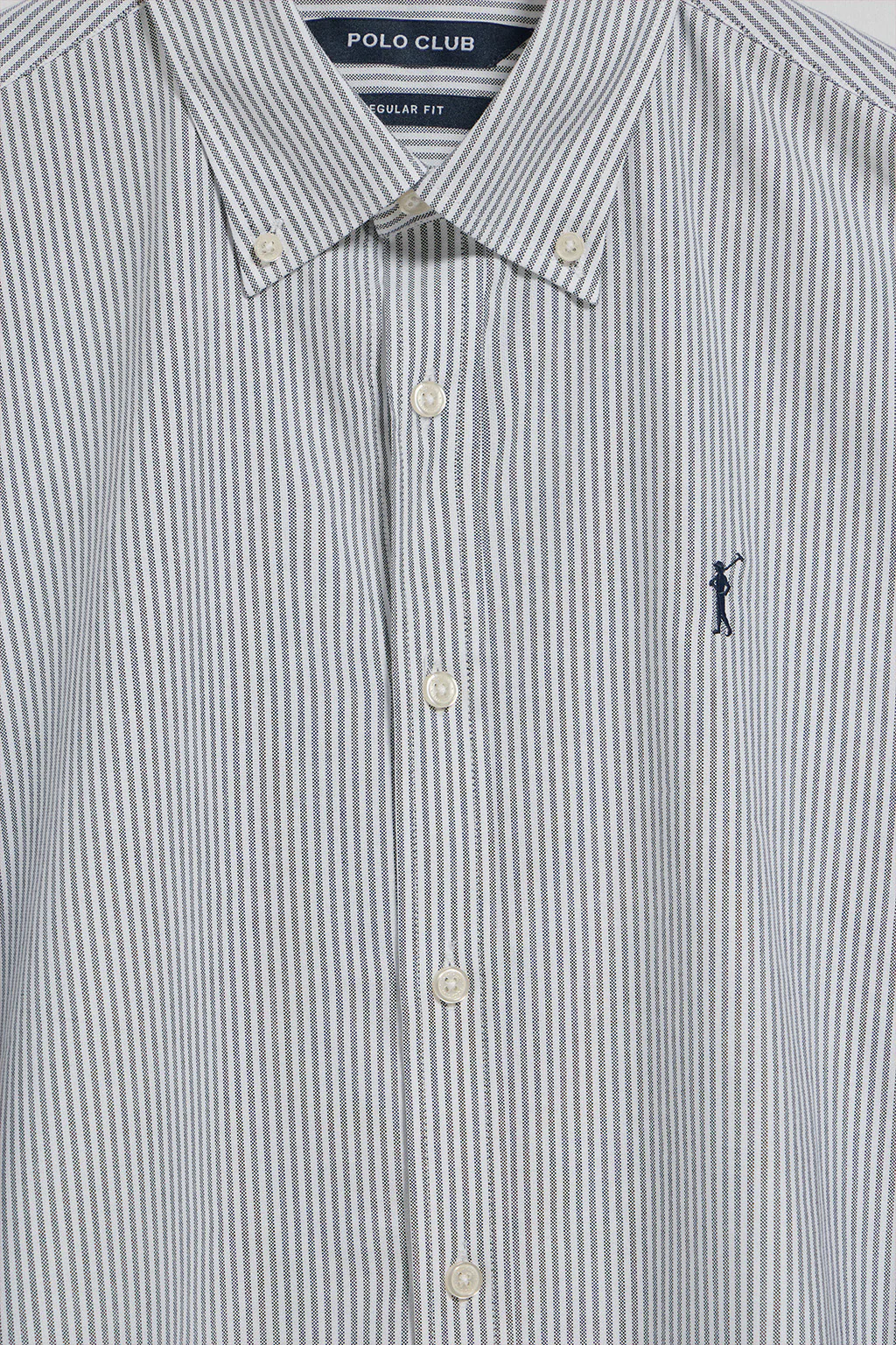 Blue striped Oxford shirt with Rigby Go embroidered logo - Image 7