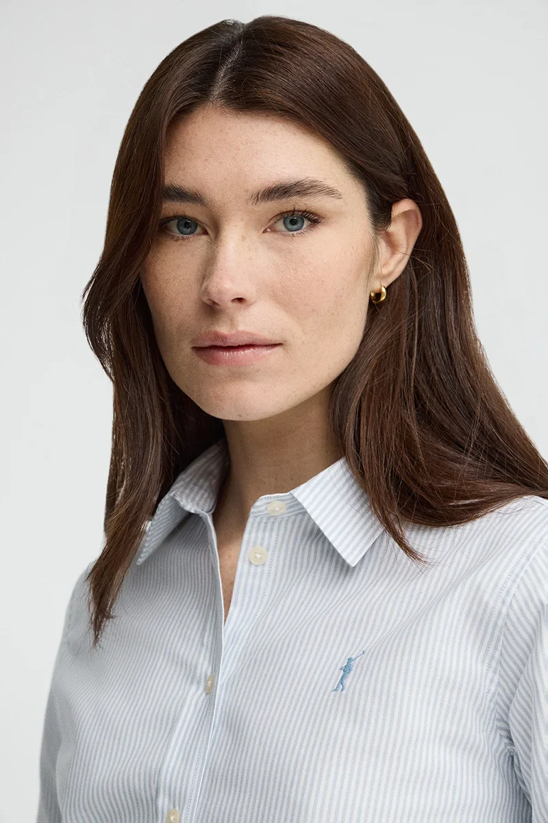 Blue striped Oxford shirt with regular fit and Rigby Go embroidery - Image 3