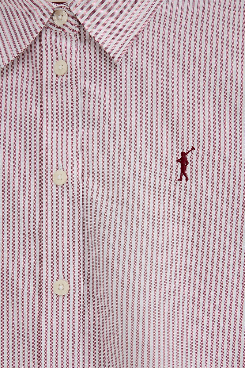 Maroon striped Oxford shirt with regular fit and Rigby Go embroidery - Image 6