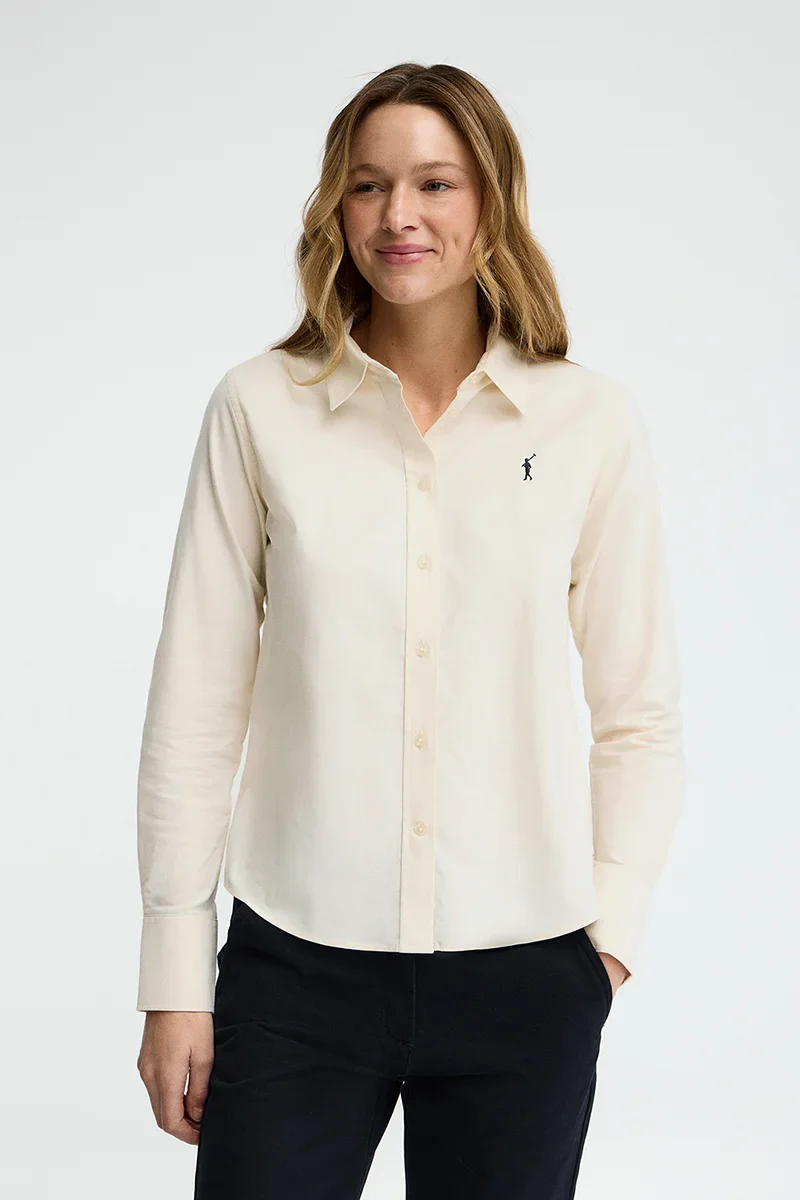 Cream regular-fit Oxford shirt with Rigby Go embroidery - Image 3