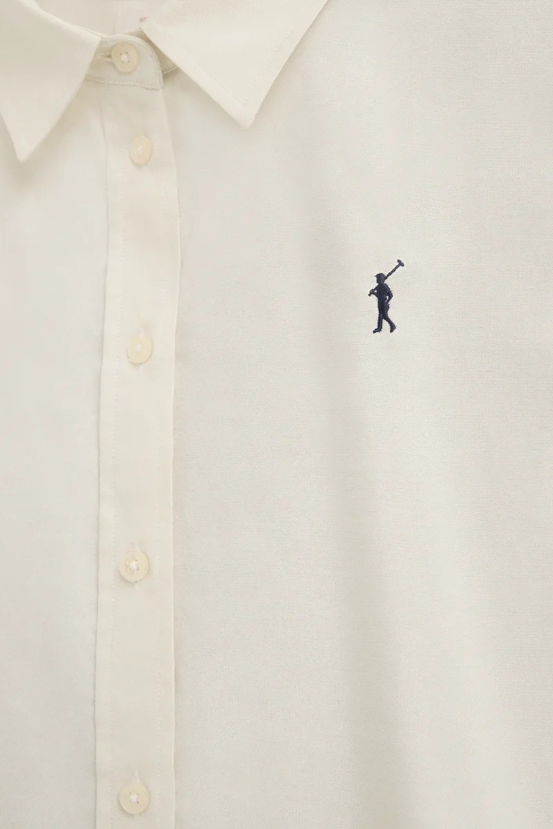 Cream regular-fit Oxford shirt with Rigby Go embroidery - Image 7