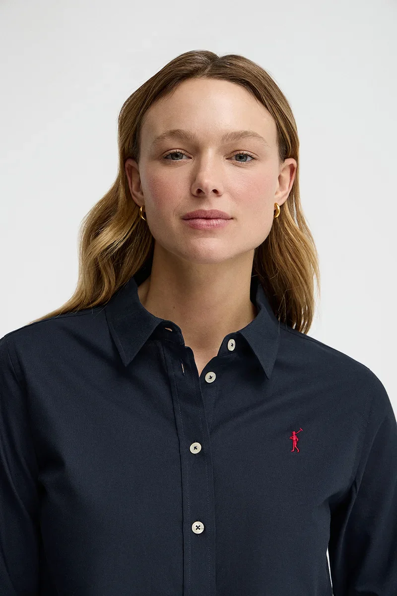 Navy-blue Oxford shirt with regular fit and Rigby Go embroidery - Image 3