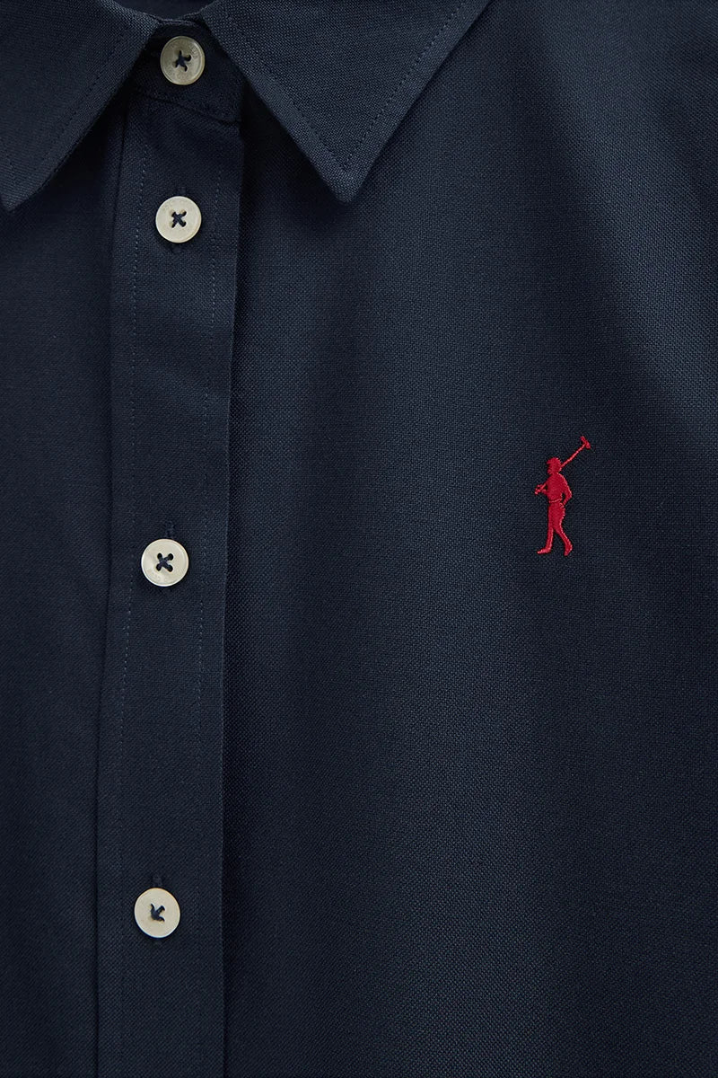 Navy-blue Oxford shirt with regular fit and Rigby Go embroidery - Image 7