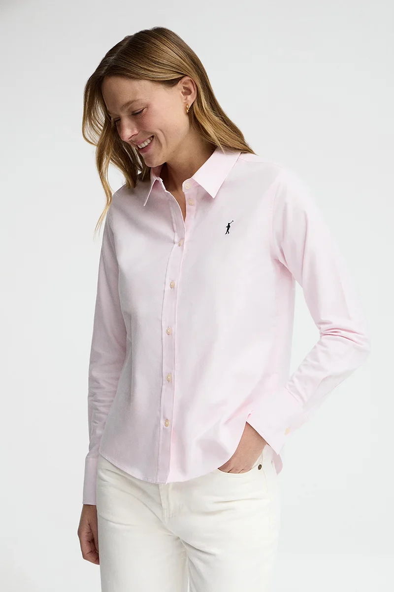 Pink regular-fit Oxford shirt with Rigby Go embroidery