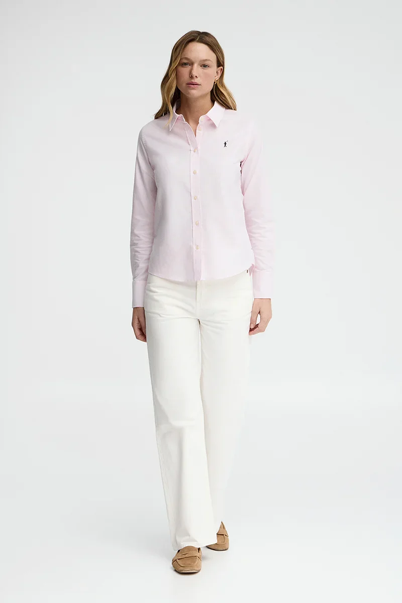 Pink regular-fit Oxford shirt with Rigby Go embroidery - Image 3