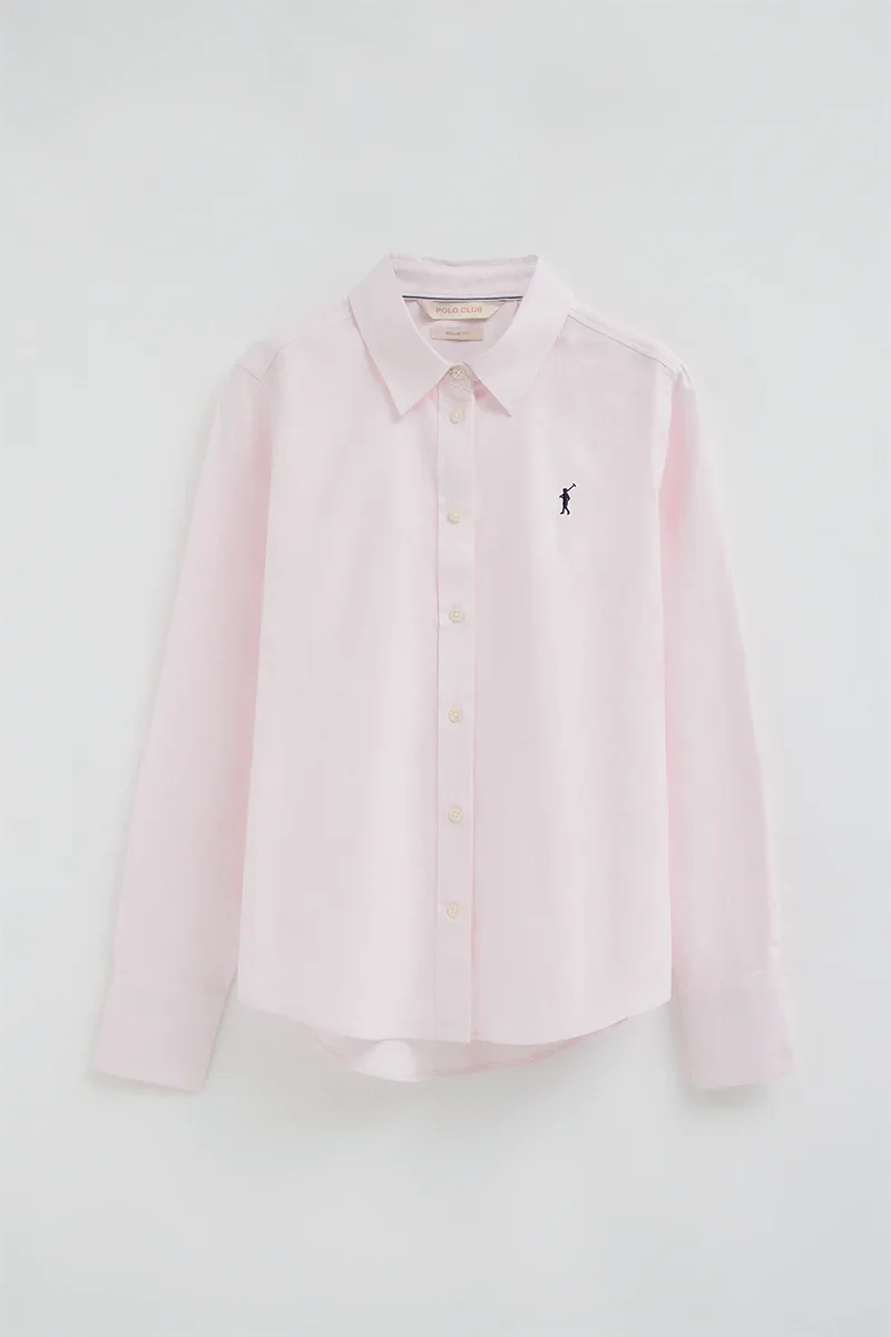 Pink regular-fit Oxford shirt with Rigby Go embroidery - Image 5