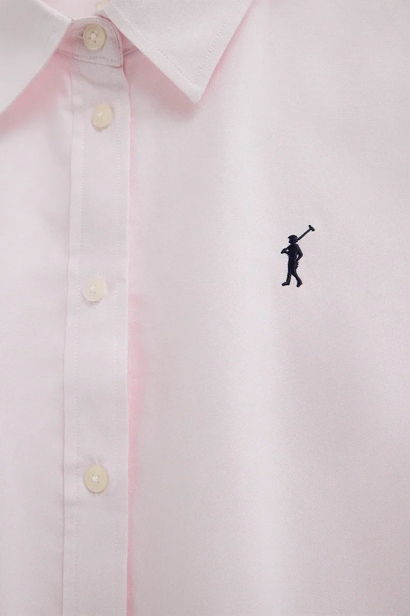 Pink regular-fit Oxford shirt with Rigby Go embroidery - Image 6