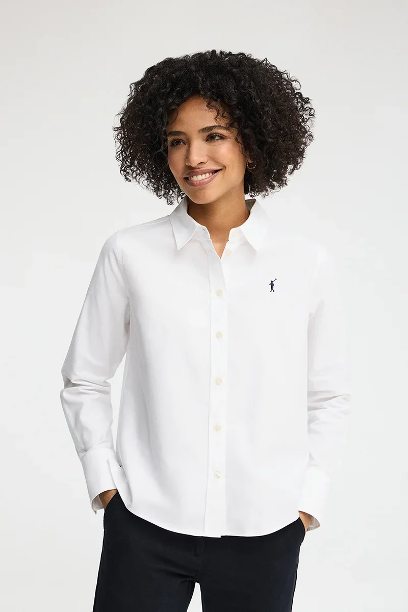 White regular-fit Oxford shirt with Rigby Go embroidery