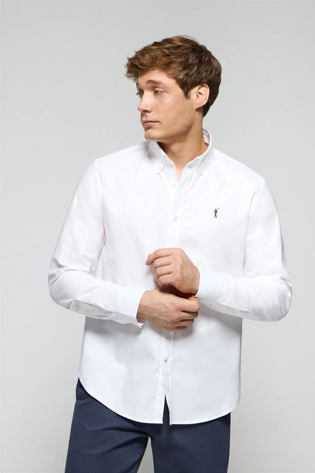 White Oxford shirt with Rigby Go embroidered logo