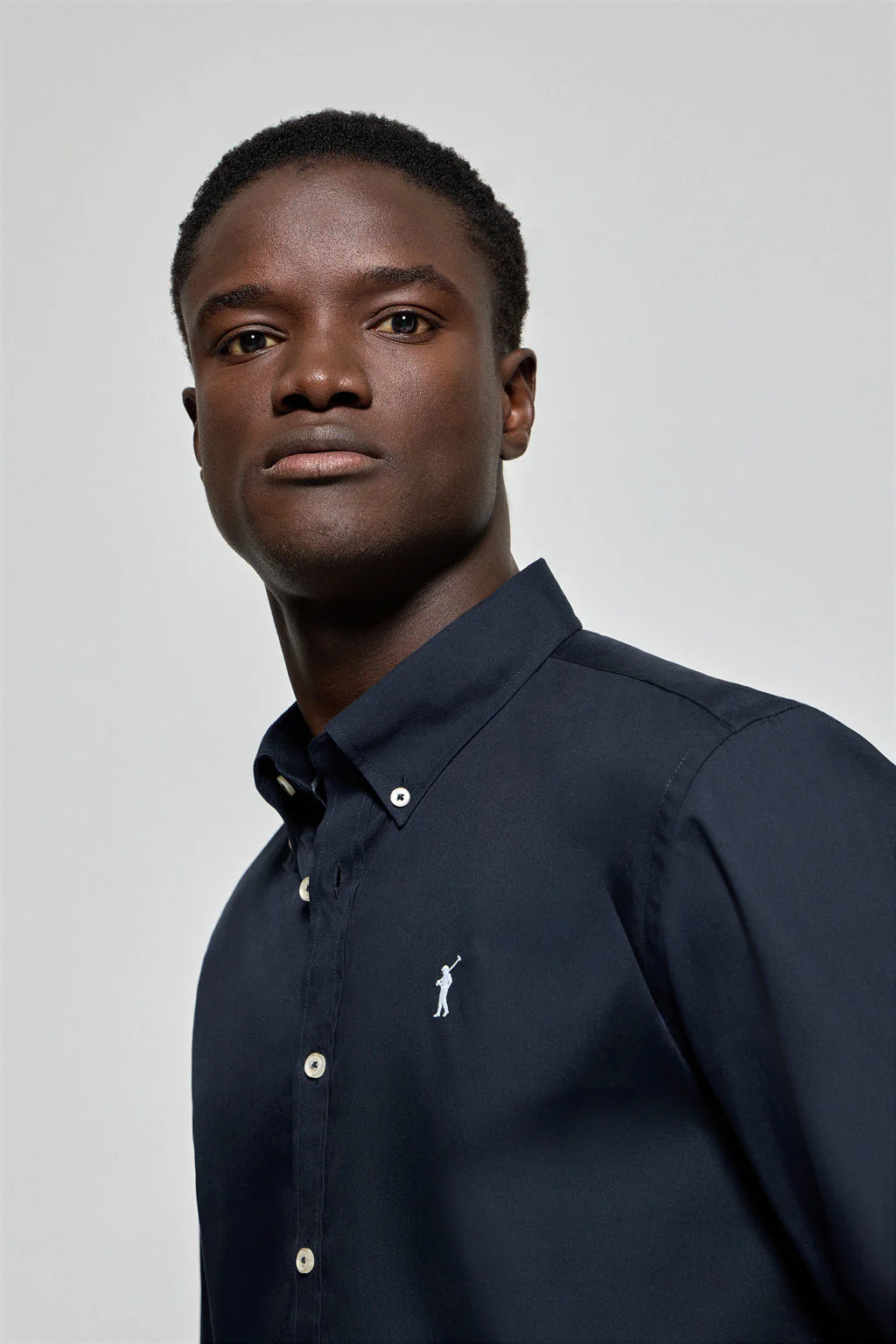 Navy-blue poplin shirt with Rigby Go embroidered logo - Image 2