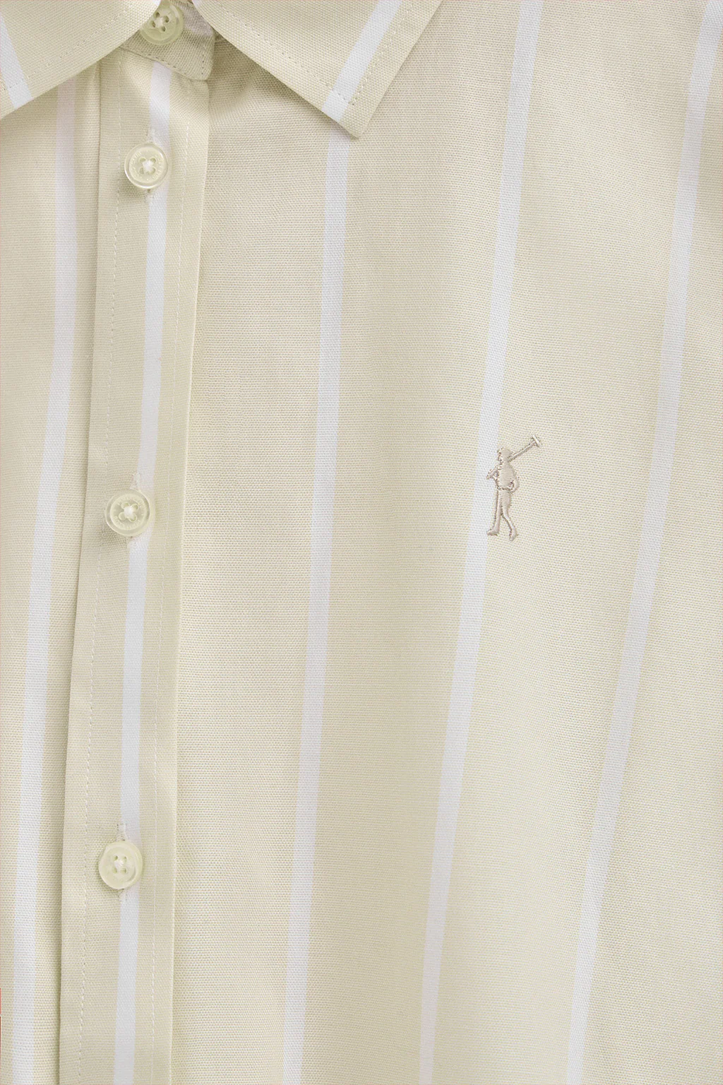 Beige striped shirt with relaxed fit and Rigby Go logo - Image 6