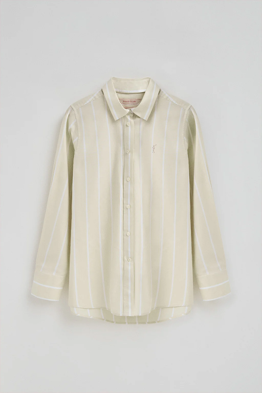 Beige striped shirt with relaxed fit and Rigby Go logo - Image 8