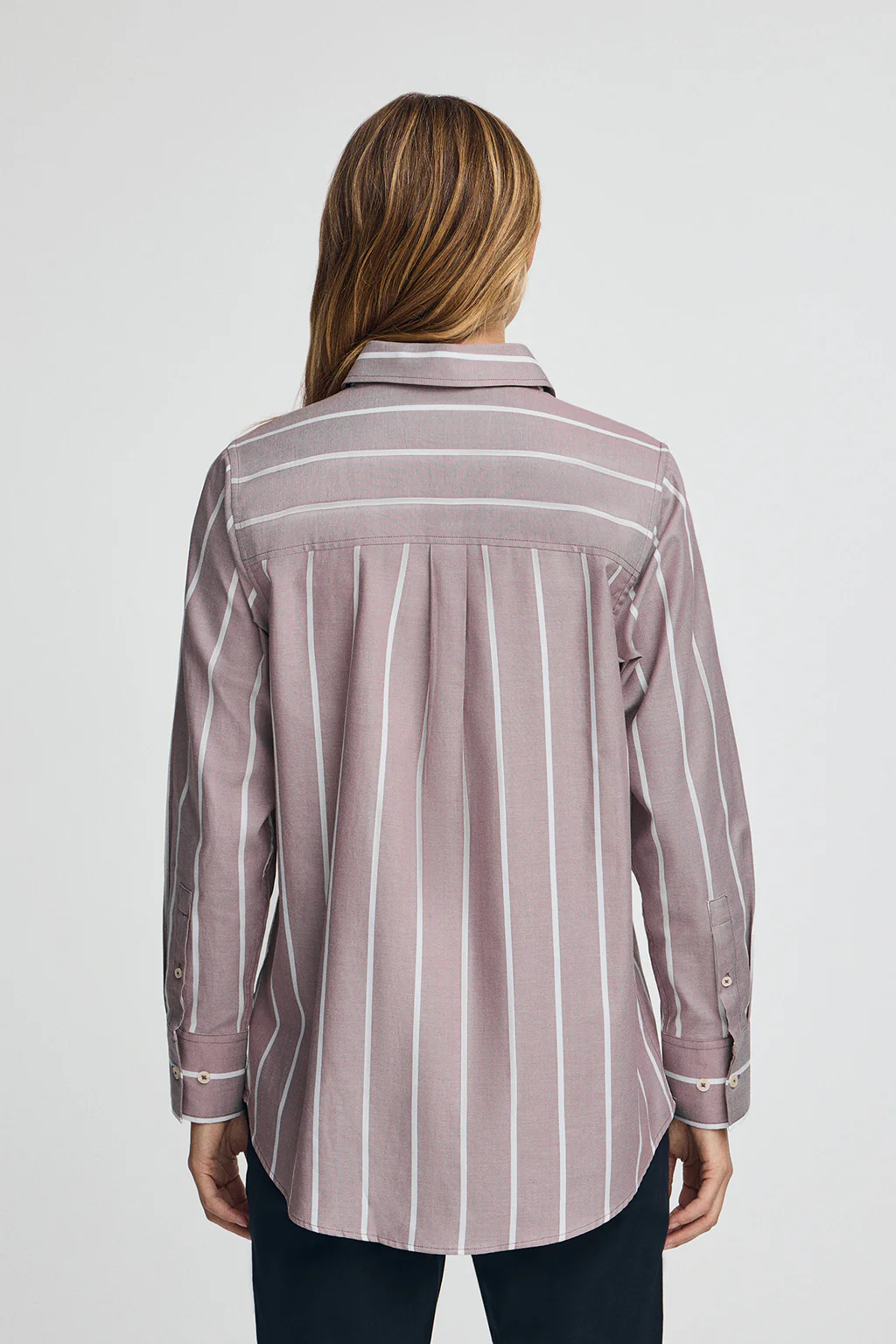 Taupe-pink striped shirt with relaxed fit and Rigby Go logo - Image 4