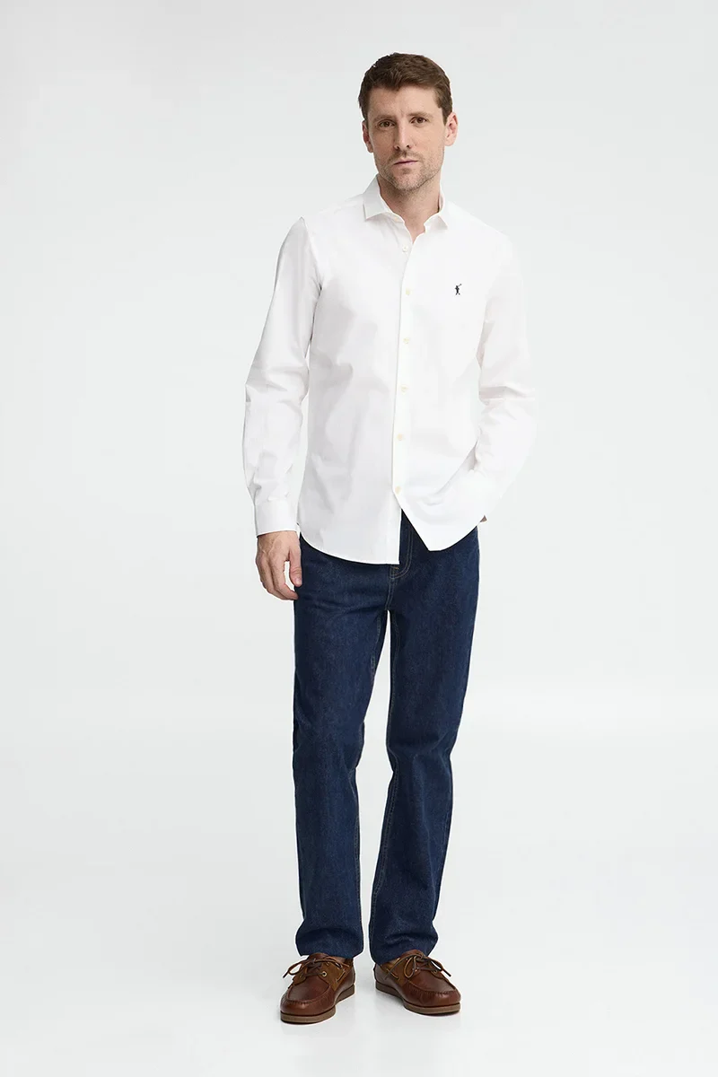 White shirt with slim fit and Rigby Go logo - Image 2