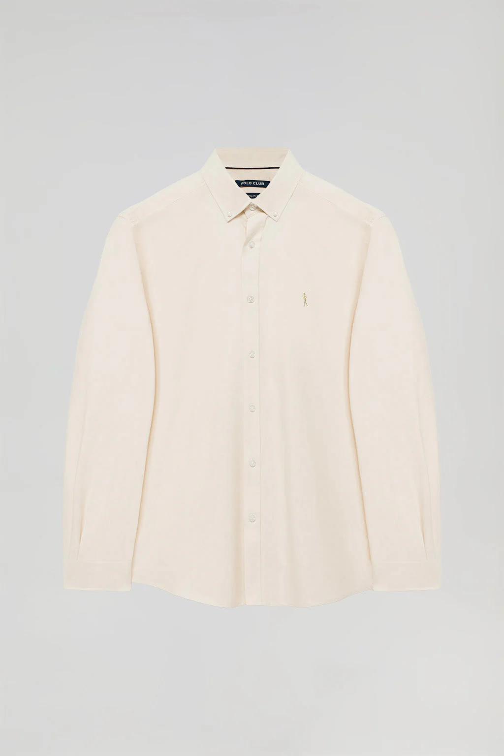 Beige Oxford shirt with Rigby Go logo - Image 9