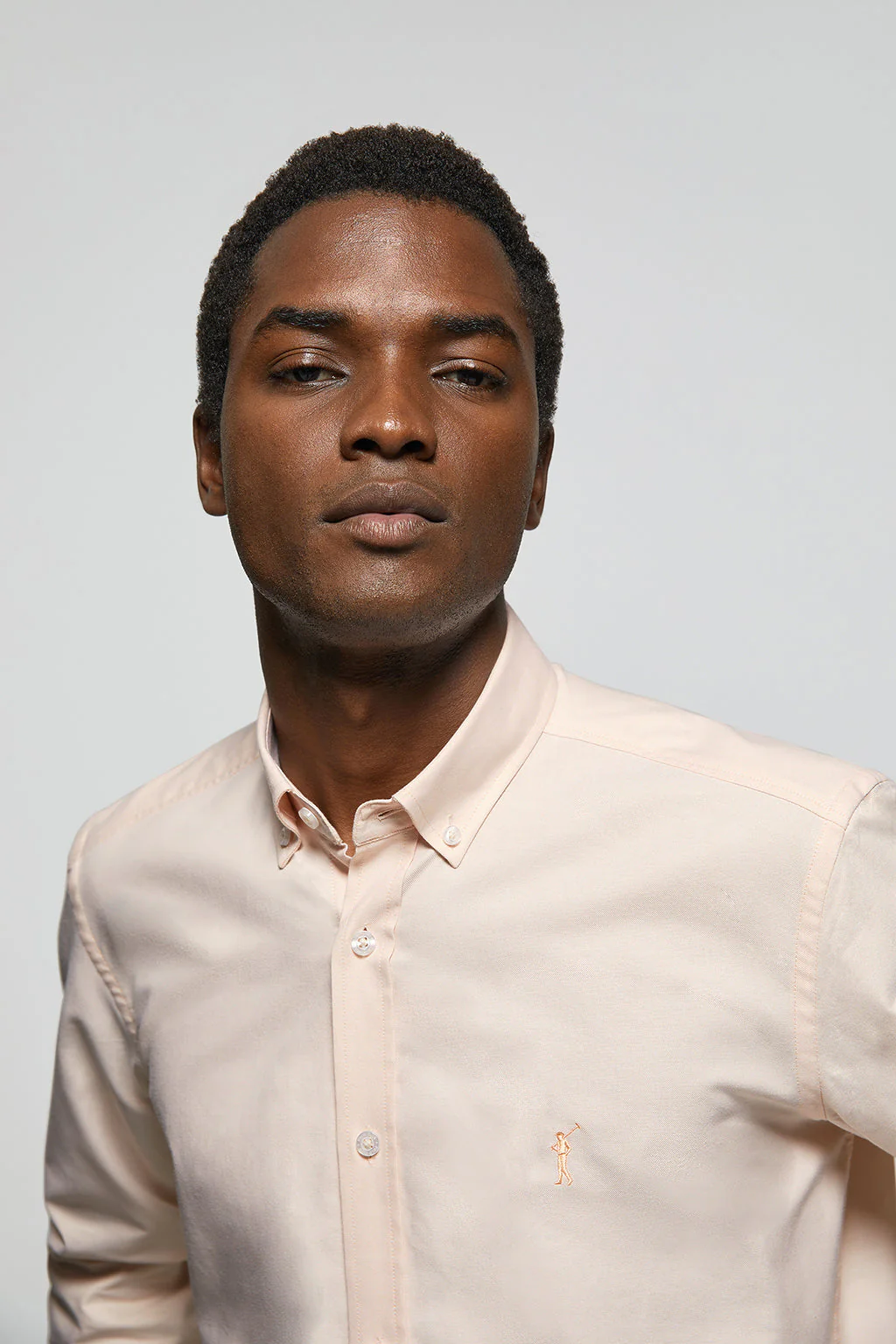 Peach Oxford shirt with Rigby Go logo - Image 2