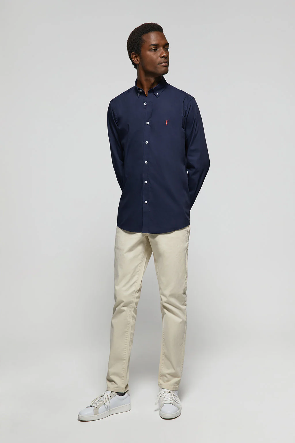 Navy-blue poplin shirt with Rigby Go logo - Image 2