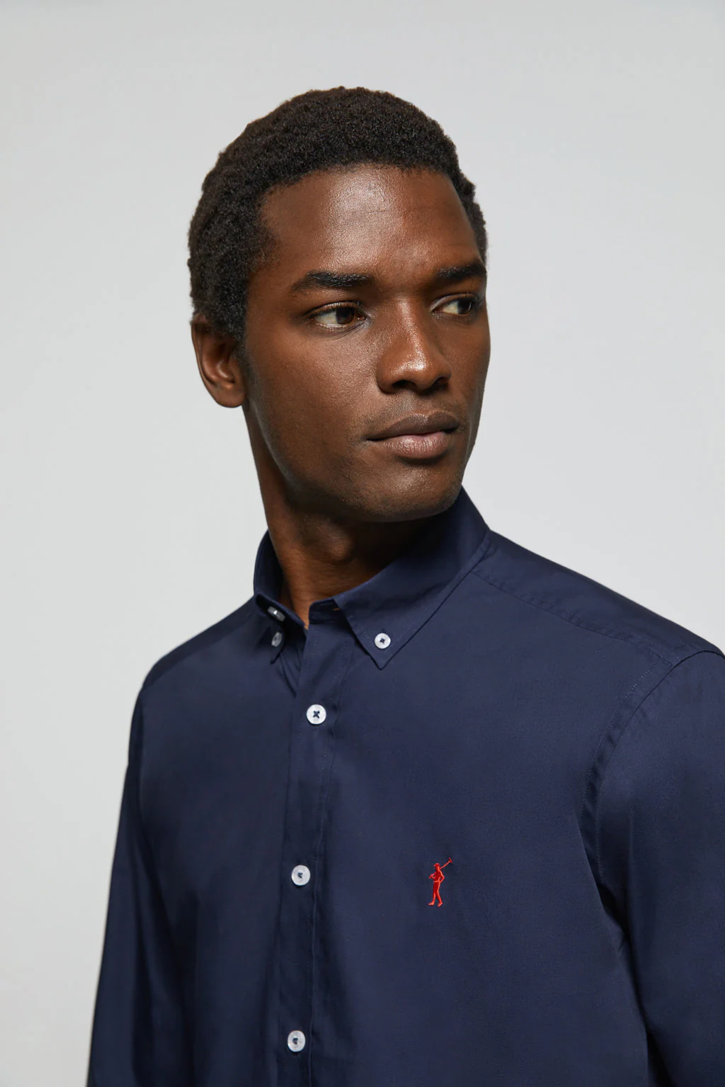 Navy-blue poplin shirt with Rigby Go logo - Image 3