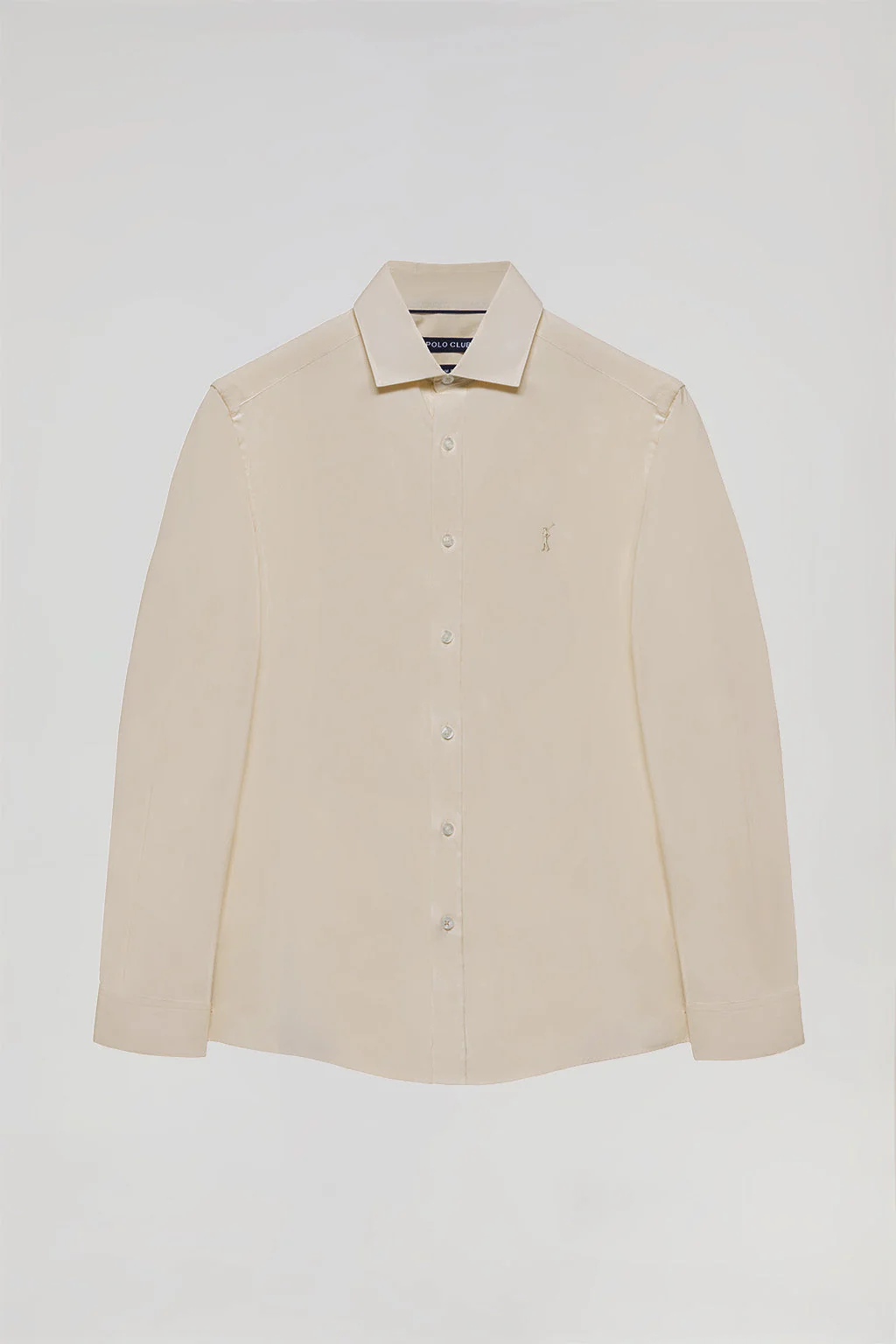 Beige slim-fit poplin shirt with Rigby Go logo - Image 11