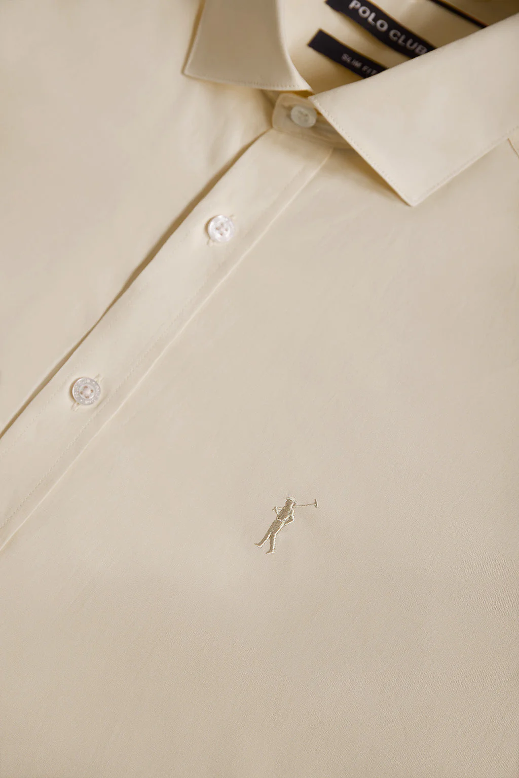 Beige slim-fit poplin shirt with Rigby Go logo - Image 6