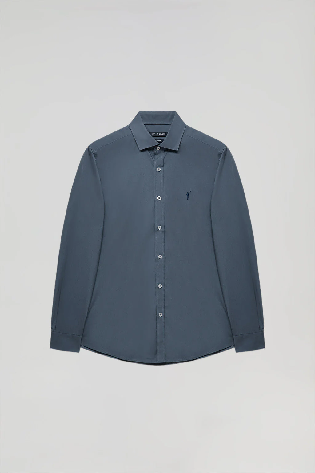 Denim-blue slim-fit poplin shirt with Rigby Go logo - Image 5