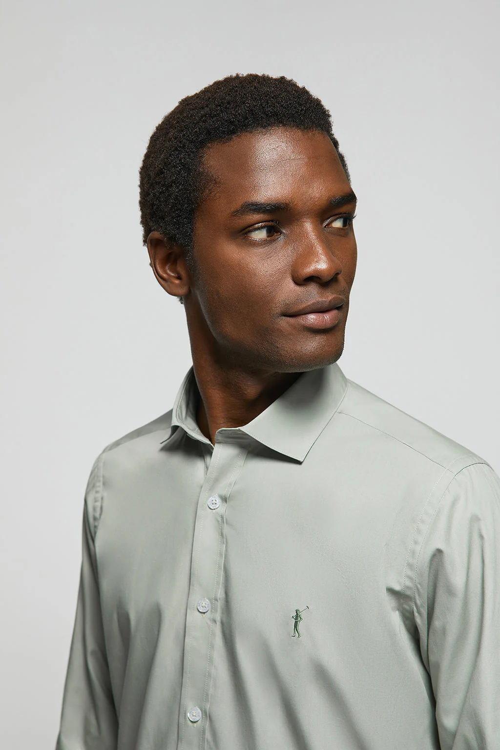 Jade-green slim-fit poplin shirt with Rigby Go logo - Image 3