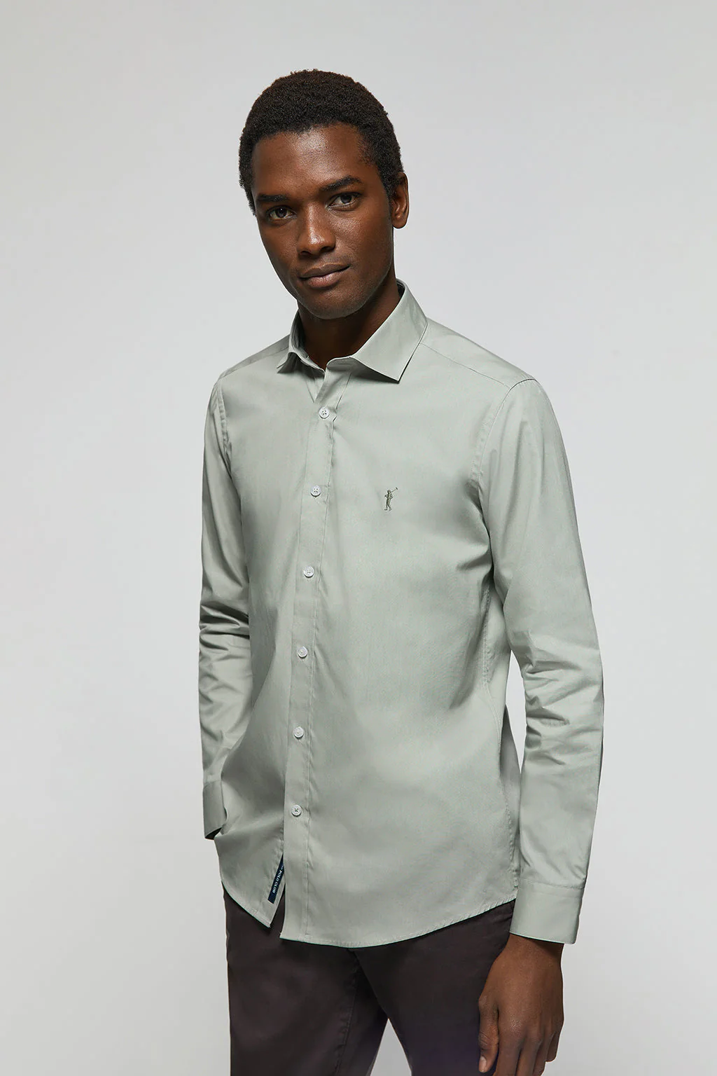 Jade-green slim-fit poplin shirt with Rigby Go logo - Image 4