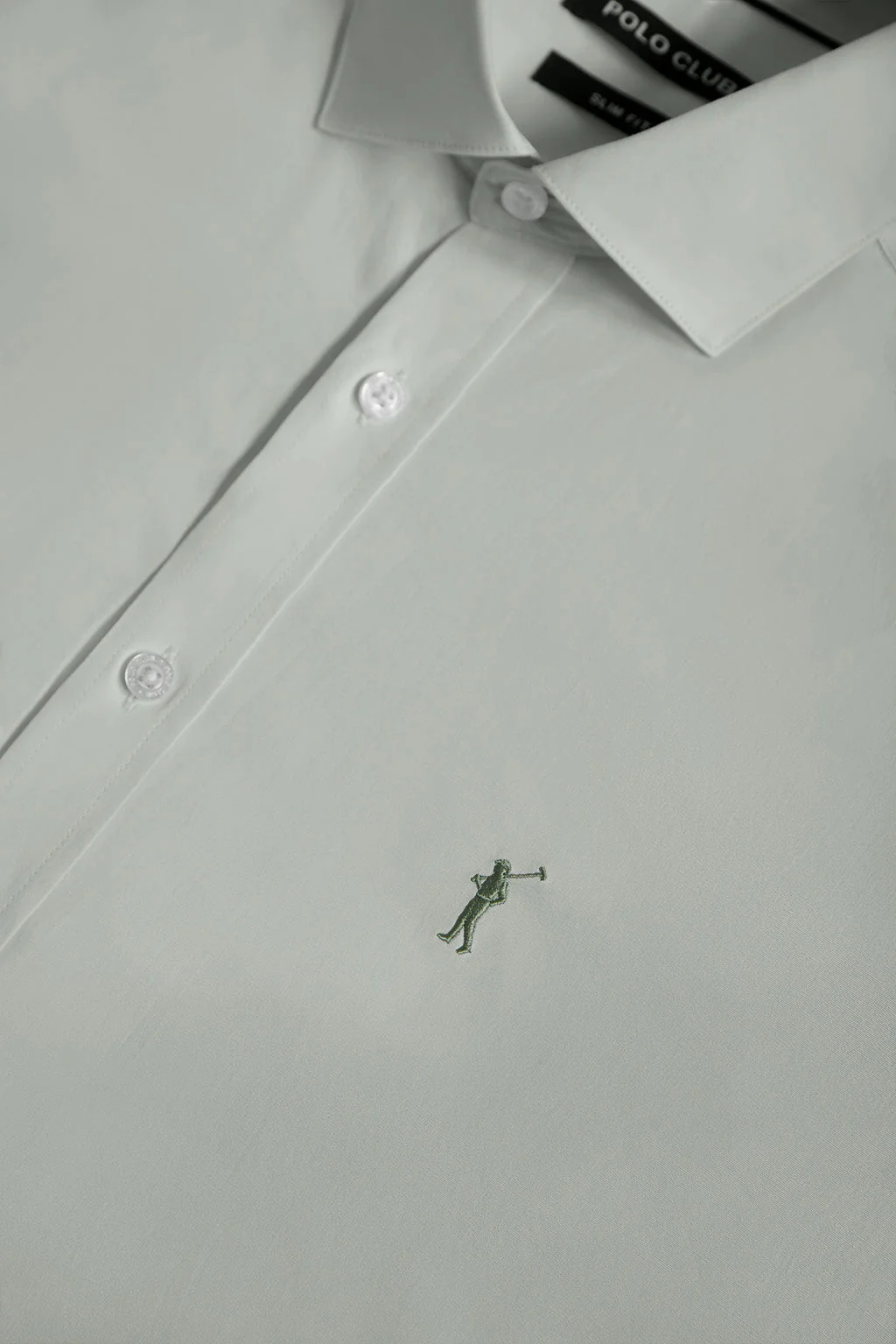 Jade-green slim-fit poplin shirt with Rigby Go logo - Image 7
