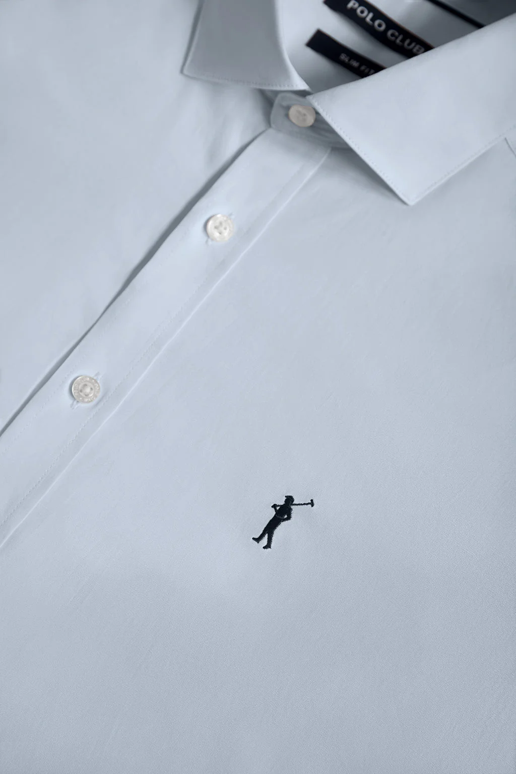 Sky-blue slim-fit poplin shirt with Rigby Go logo - Image 6